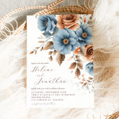 Invitation Dusty Blue Terracotta Boho Floral Mariage élégant