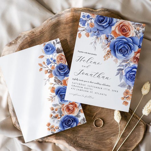 Invitation Dusty Blue Terracotta Rust Garden Mariage élégant