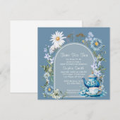 Invitation Dusty Blue Time Pour Baby shower Fleur sauvage de  (Devant / Derrière)