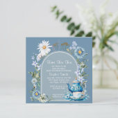 Invitation Dusty Blue Time Pour Baby shower Fleur sauvage de  (Debout devant)
