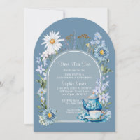 Dusty Blue Time Pour Baby shower Tea Boho