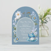 Invitation Dusty Blue Time Pour Baby shower Tea Boho (Debout devant)