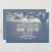 Invitation Dusty Blue Tree Rustic Mariage extérieur (Devant / Derrière)