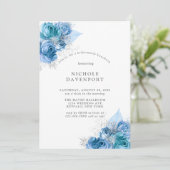 Invitation Dusty Blue Turquoise Silver Peony Bridesmaiers Déj (Debout devant)