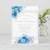 Invitation Dusty Blue Turquoise Silver Peony Wedding shower (Debout devant)