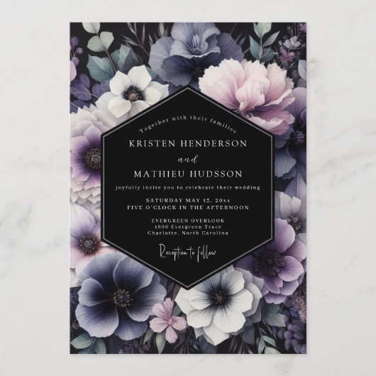 Invitation Dusty Blue Twilight Bloom Wedding (Devant)