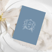 Invitation Dusty Blue Vintage Crest Mariage