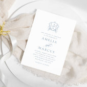 Invitation Dusty Blue Vintage Crest Mariage