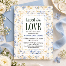 Dusty Blue Vintage Floral Lace Bridal Shower