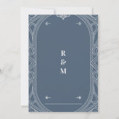 Invitation Dusty Blue Vintage moderne Déco Mariage géométriqu (Dos)