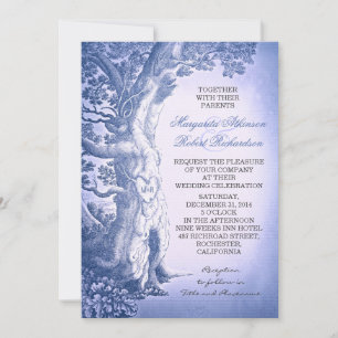 Invitation Dusty Blue Vintage Rustic Love Mariage