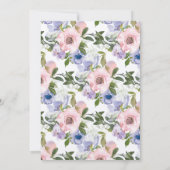 Invitation Dusty Blue violet or floral 70e anniversaire (Dos)