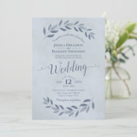 Dusty Blue Watercolor Laurel Mariage Feuille