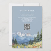 Invitation Dusty Blue Watercolor Mountain QR Code Mariage (Dos)