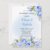 Invitation Dusty Blue Watercolor Peony Bloom (Devant)