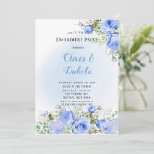 Invitation Dusty Blue Watercolor Peony Bloom (Debout devant)