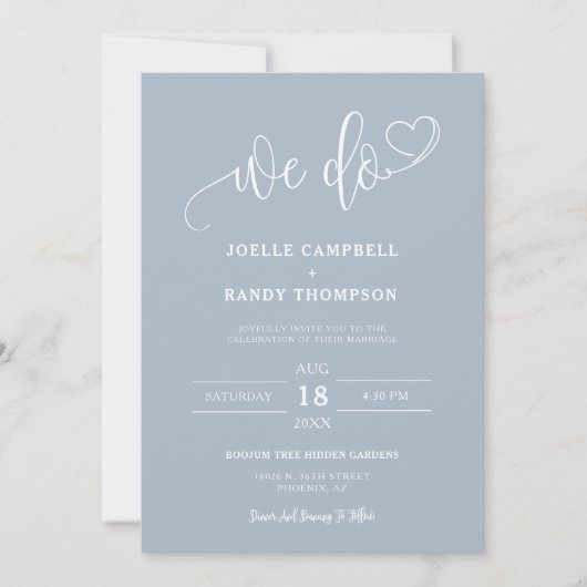 Invitation Dusty Blue We Do Boho Mariage QR Code Arch Photo (Devant)