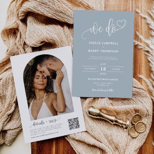 Invitation Dusty Blue We Do Boho Mariage QR Code Arch Photo