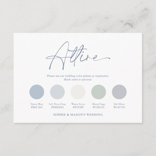 Invitation Dusty Blue Wedding Attire Card (Devant)
