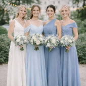 Invitation Dusty Blue Wedding Attire Card with QR Code