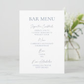Invitation Dusty Blue Wedding Bar Menu (Debout devant)