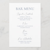 Invitation Dusty Blue Wedding Bar Menu (Devant)