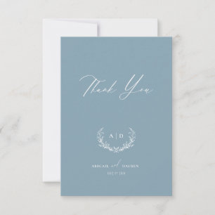 Invitation Dusty Blue Wedding Day Merci Flat Note Card
