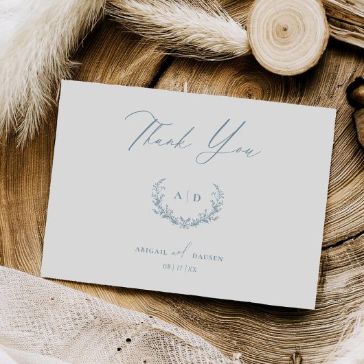 Invitation Dusty Blue Wedding Day Merci Flat Note Card