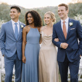 Invitation Dusty Blue Wedding Dress Code Card with QR Code