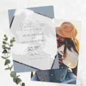 Invitation Dusty Blue Wedding Enregistrer la date avec la pho