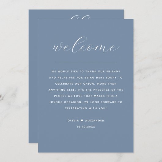 Invitation Dusty Blue Wedding Itinerary | Nautical Weekend (Devant / Derrière)