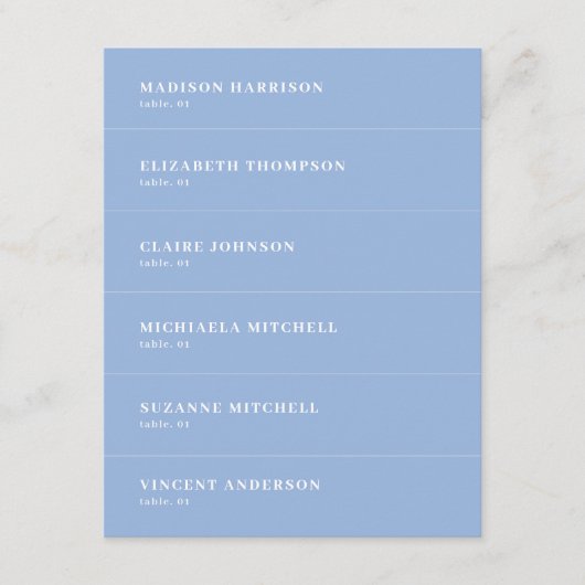 Invitation Dusty Blue Wedding Place Name Card DIY (Devant)