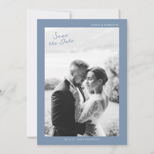 Invitation Dusty Blue Wedding Save the Date (Devant)