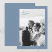 Invitation Dusty Blue Wedding Save the Date (Devant / Derrière)