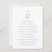 Invitation Dusty Blue Wedding Table Number with Guest List (Devant)