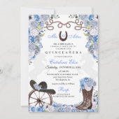 Invitation Dusty Blue Western Charra Ranchero Quinceanera (Devant)