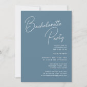 Invitation Dusty Blue Whimsical Script Bachelorette Party (Devant)