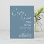 Invitation Dusty Blue Whimsical Script Chic Couples Douche (Debout devant)