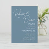 Invitation Dusty Blue Whimsical Script Chic Dîner De Répétiti (Debout devant)
