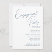 Invitation Dusty Blue Whimsical Script Chic Engagement Party (Devant)