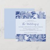 Invitation Dusty Blue White Chinoiserie Floral Carré Mariage (Devant / Derrière)