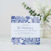 Invitation Dusty Blue White Chinoiserie Floral Carré Mariage (Debout devant)