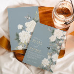 Invitation Dusty Blue White Chinoiserie Flower Garden Mariage<br><div class="desc">Ce design d'inspiration chinoiserie présente d'élégants fleurons botaniques,  des oiseaux et de la verdure en bleu poussiéreux et en ivoire. Personnalisez l'invitation avec vos détails et si vous voulez réorganiser le style et le placement du texte,  veuillez appuyer sur le bouton "Cliquez pour customiser plus loin".</div>