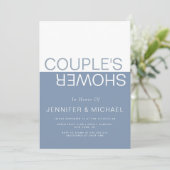 Invitation Dusty blue white colorblock couples wedding shower (Debout devant)