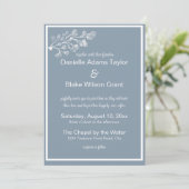 Invitation Dusty Blue White Couple Photo Mariage traditionnel (Debout devant)