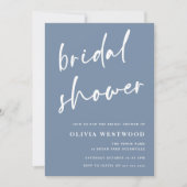 Invitation Dusty Blue & White Fête des mariées moderne (Devant)