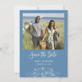 Invitation Dusty Blue White Fleur sauvage Photo QR Code Maria (Devant)