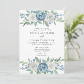 Invitation Dusty Blue & White Floral Engagement Party (Debout devant)