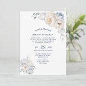 Invitation Dusty Blue White Floral Mariage Réception (Debout devant)