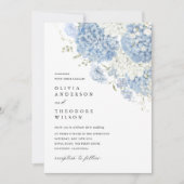 Invitation Dusty Blue White Floral Photo Elegant Wedding (Devant)